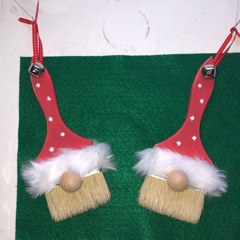 Handmade Paint Brush Gnome Ornaments